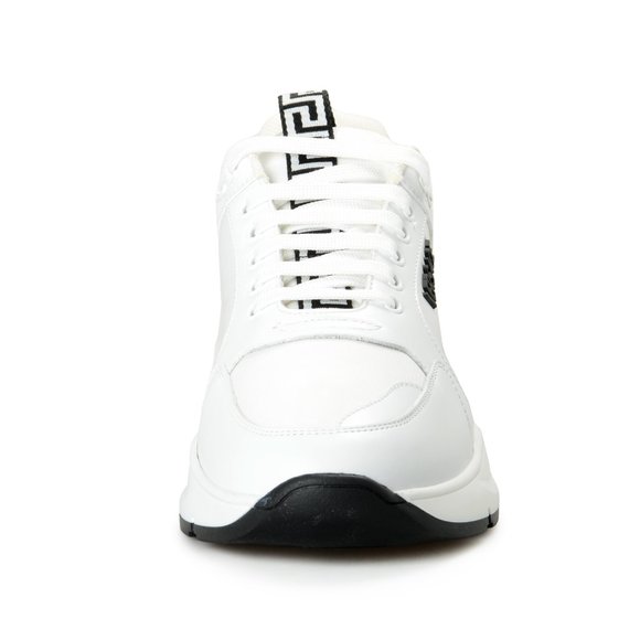 Versace Men's White Canvas Leather Logo Sneakers Shoes - Picture 5 of 8